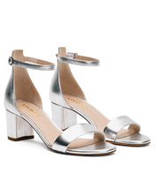 Luisa Brautschuhe mit 5cm Blockabsatz in Silber (schmal)